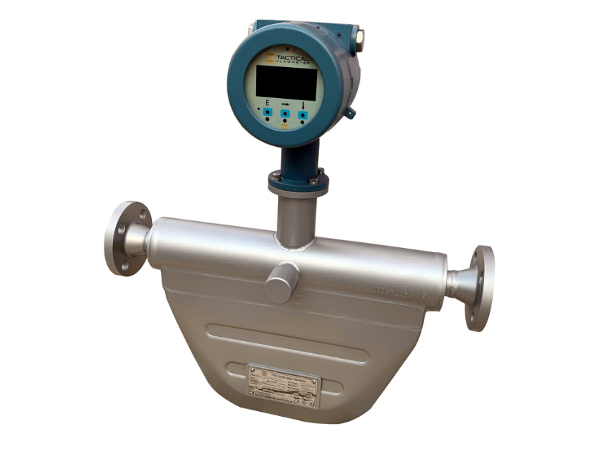 Inline liquid mass flow meter with a digital transmitter