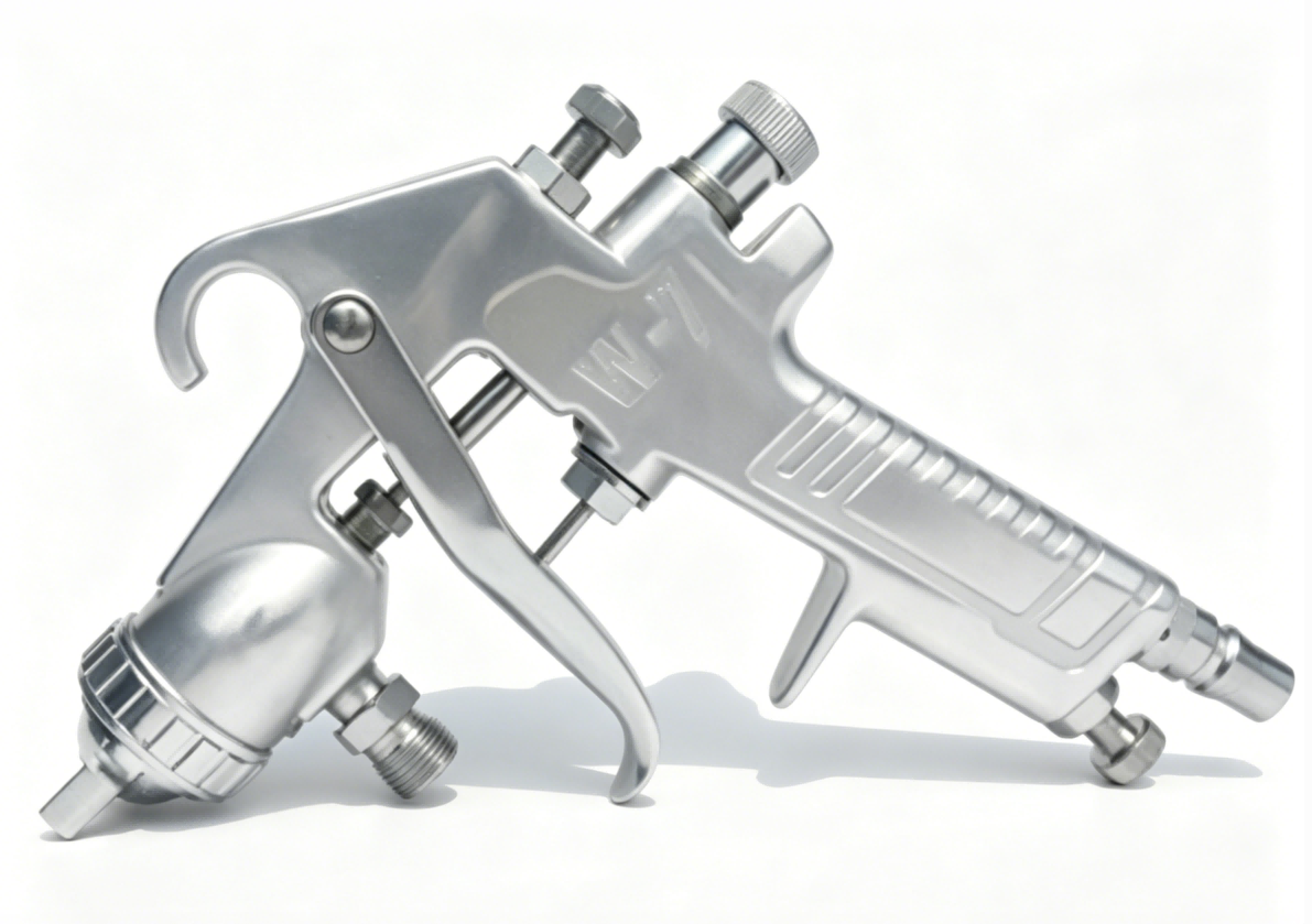 Hand-held liquid spray gun with multiple connector ports