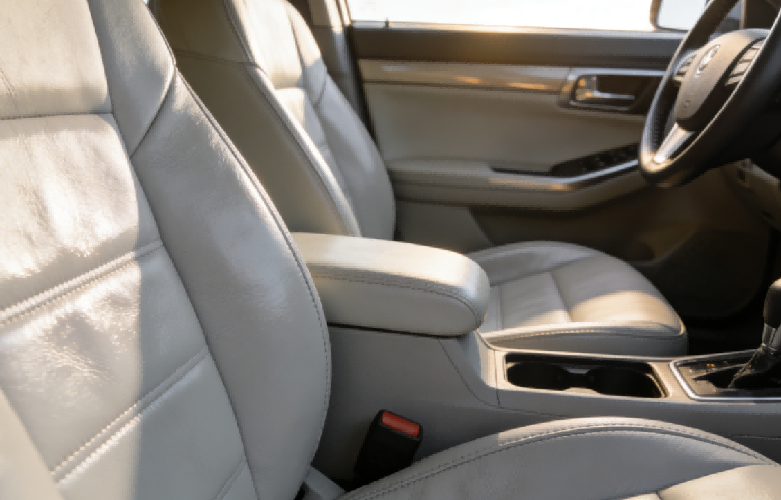 Light-colored vehicle seats and interior trim