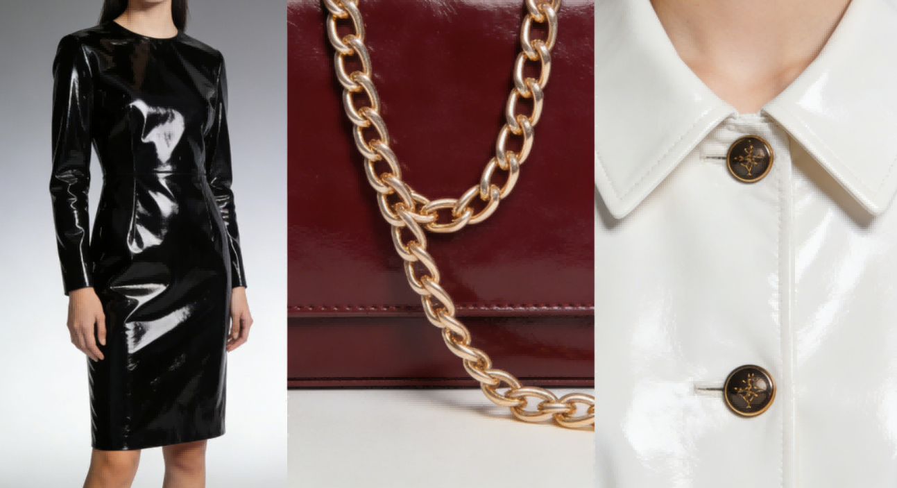 Fashion garments, chain accessories and a shirt collar