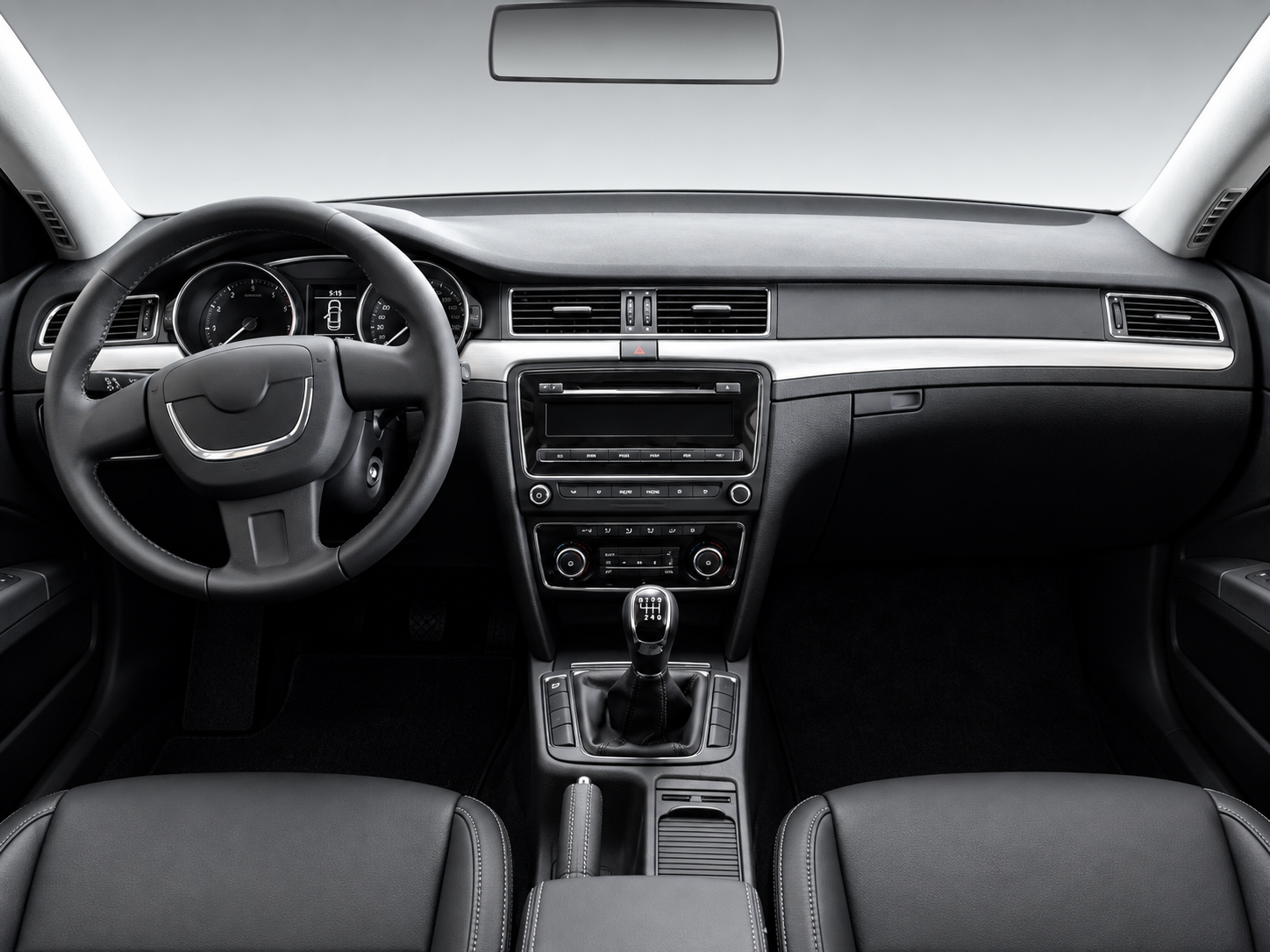 Automotive interior application with dashboard, steering wheel and seats