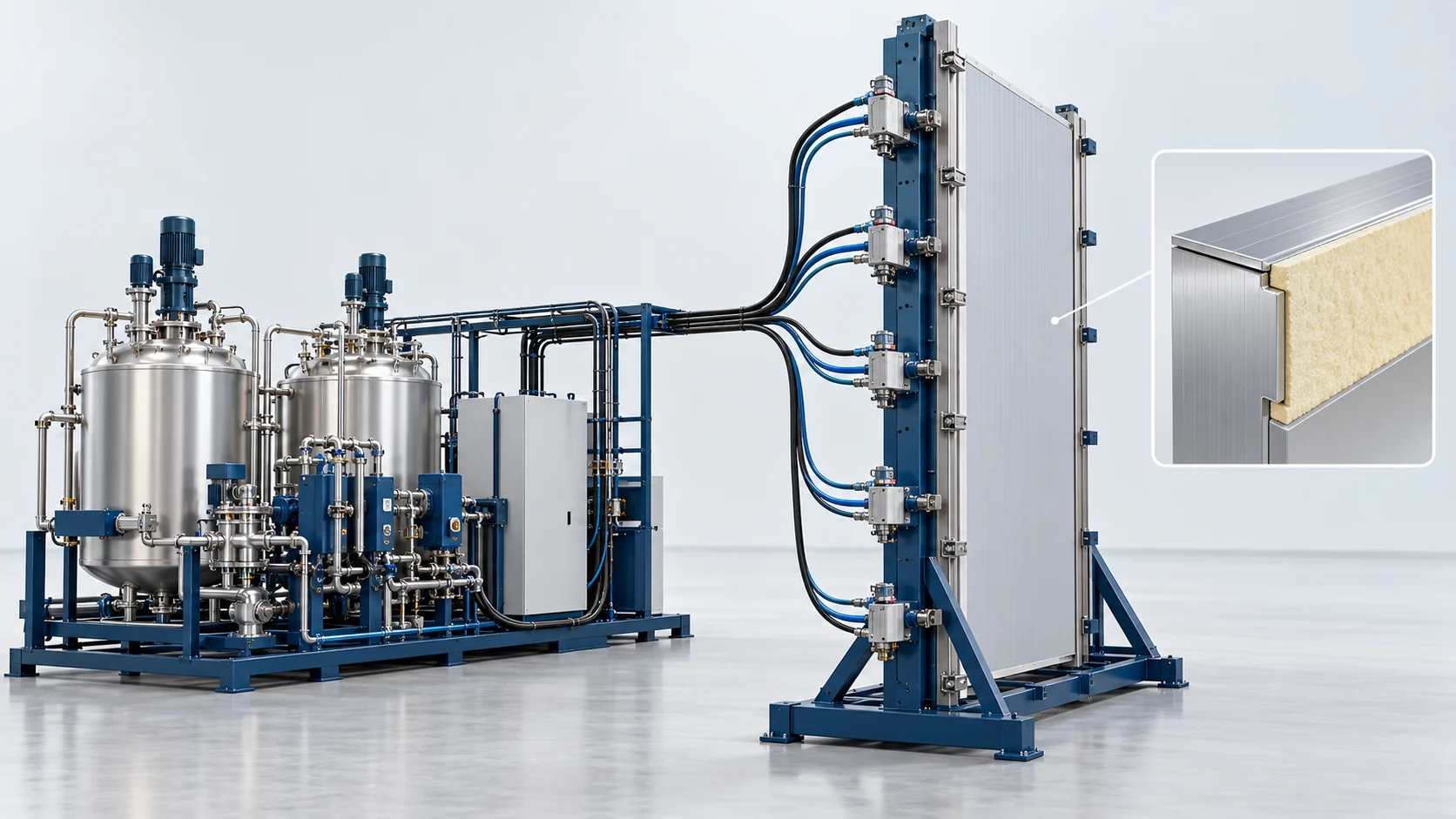 Concept illustration of High-Pressure PU Foaming Line for Reefer Sidewalls