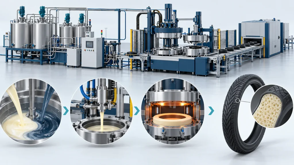 Automatic PU Tire Production Line | Bicycle Solid Tires