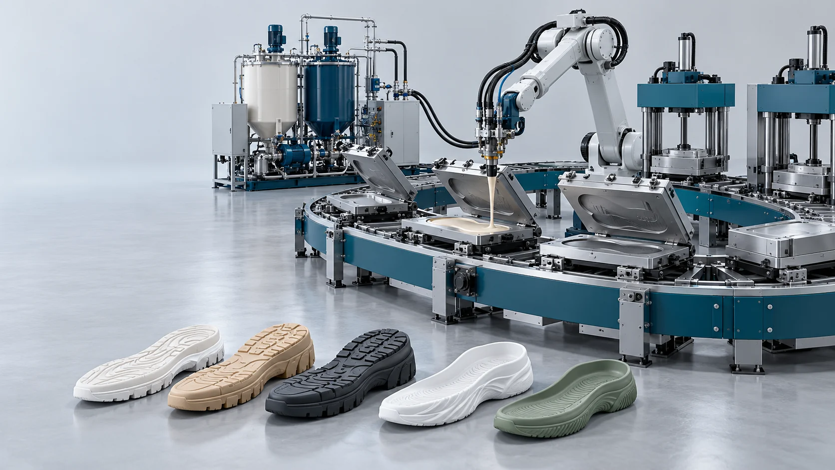 Automated PU Shoe Sole Production Solution Banner background