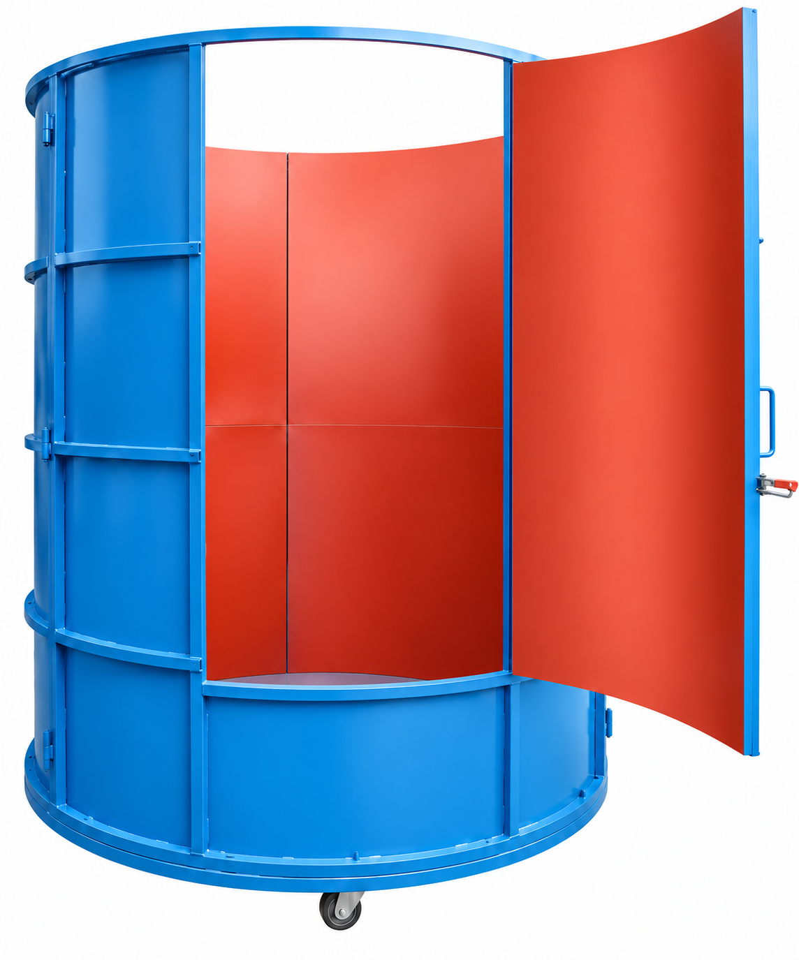 Cylindrical foam mold with open door reference configuration
