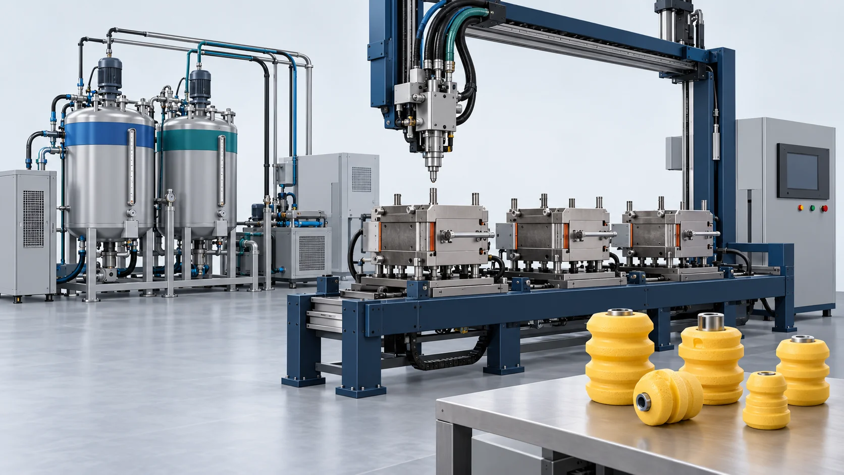 Chassis Jounce Bumper PU Casting Production Line Project in China