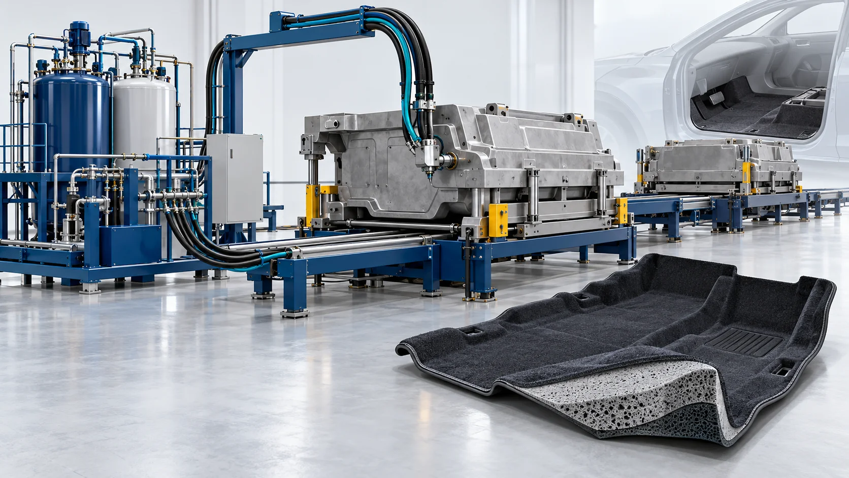 Automotive Carpet Acoustic PU Foaming Line Project in China