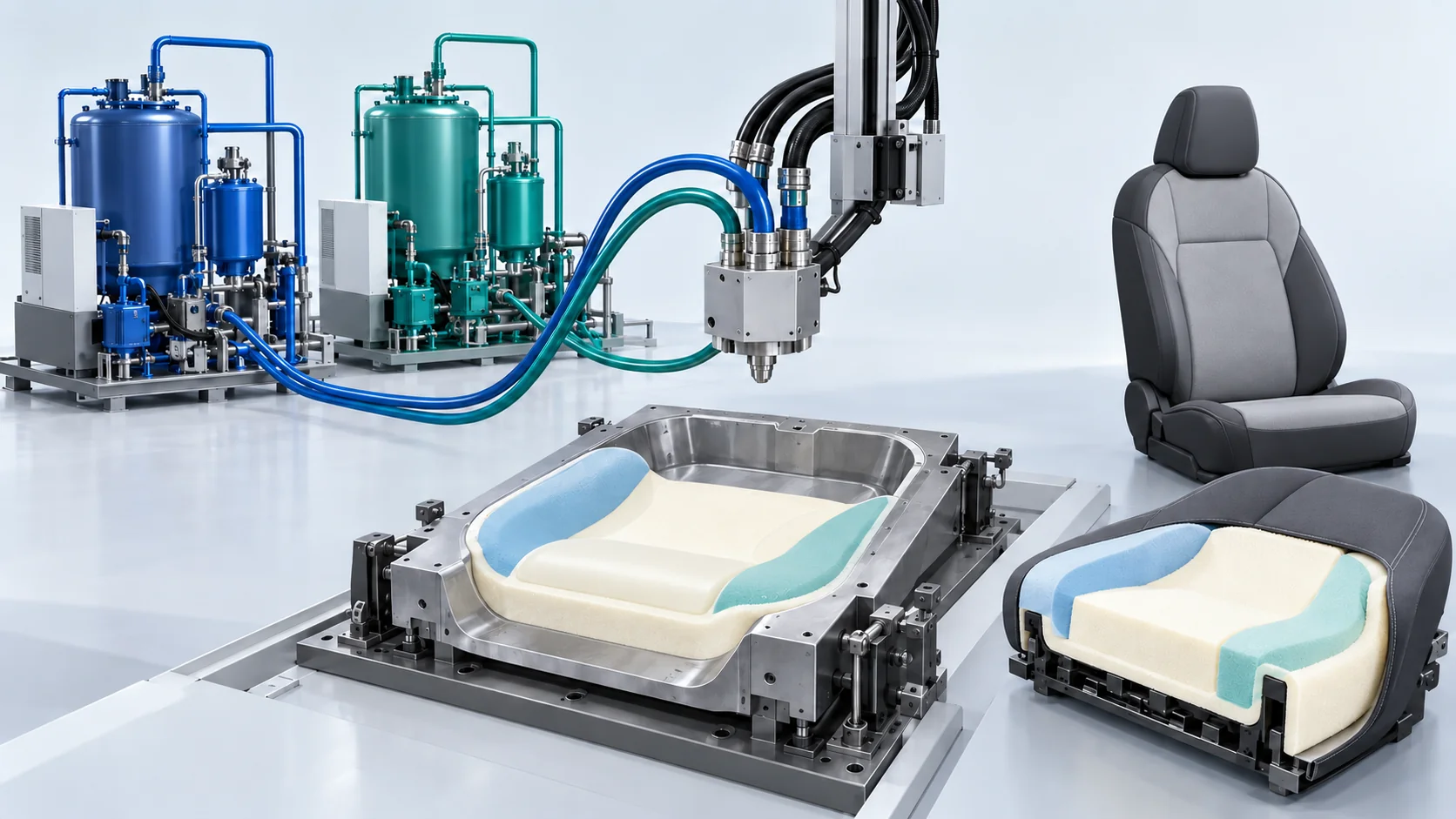 Automotive Dual-Hardness Seat PU Foaming Line Project in China