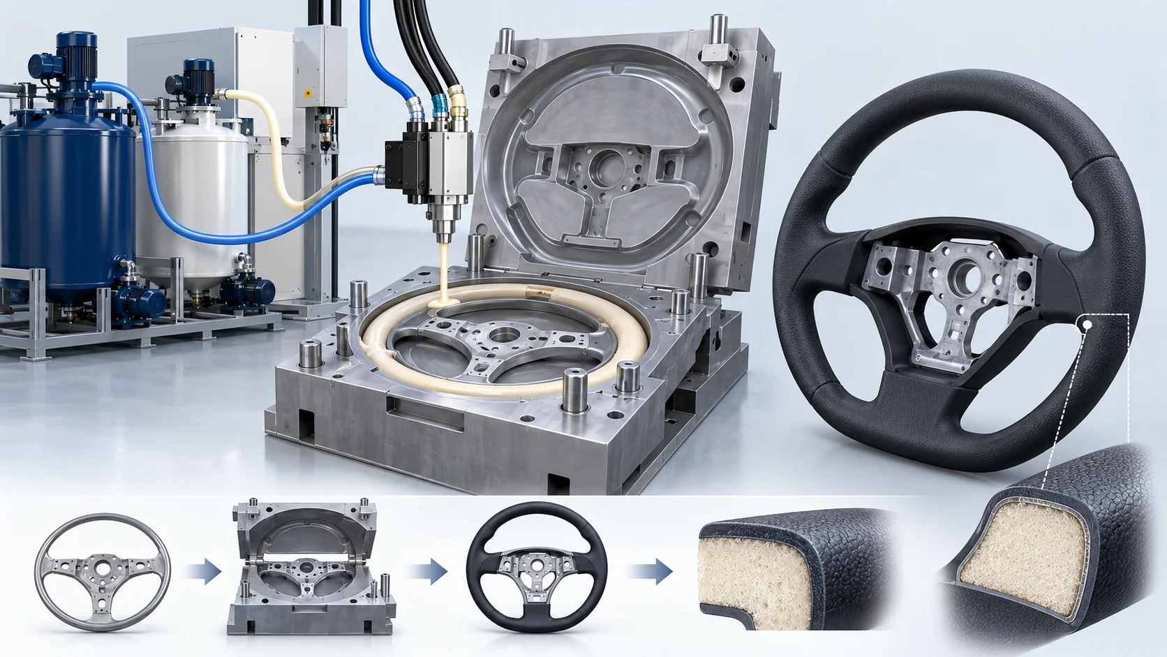 Steering Wheel PU Integral Skin Molding Line Project in China