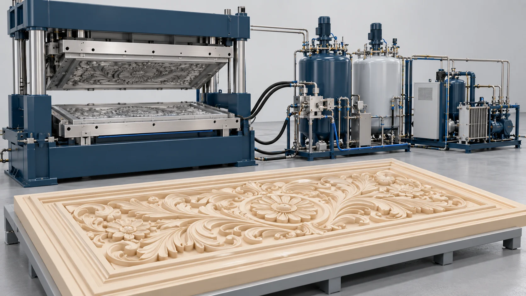 Carved Decorative Panel Rigid PU Molding Line Project in China