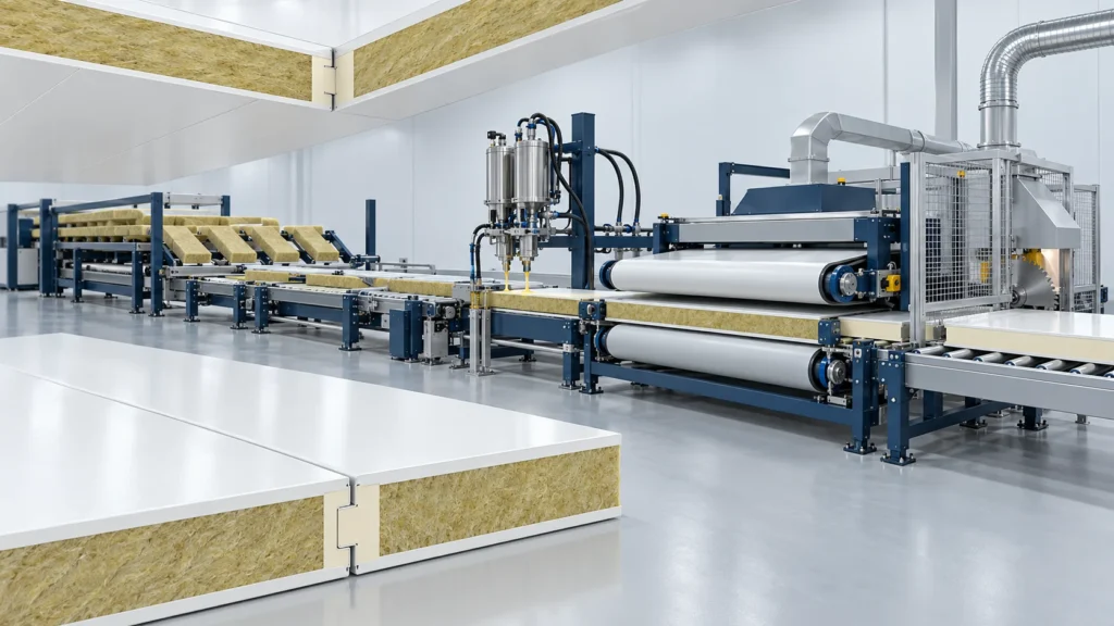 Concept illustration of cleanroom PU Panel Production Line in Russia