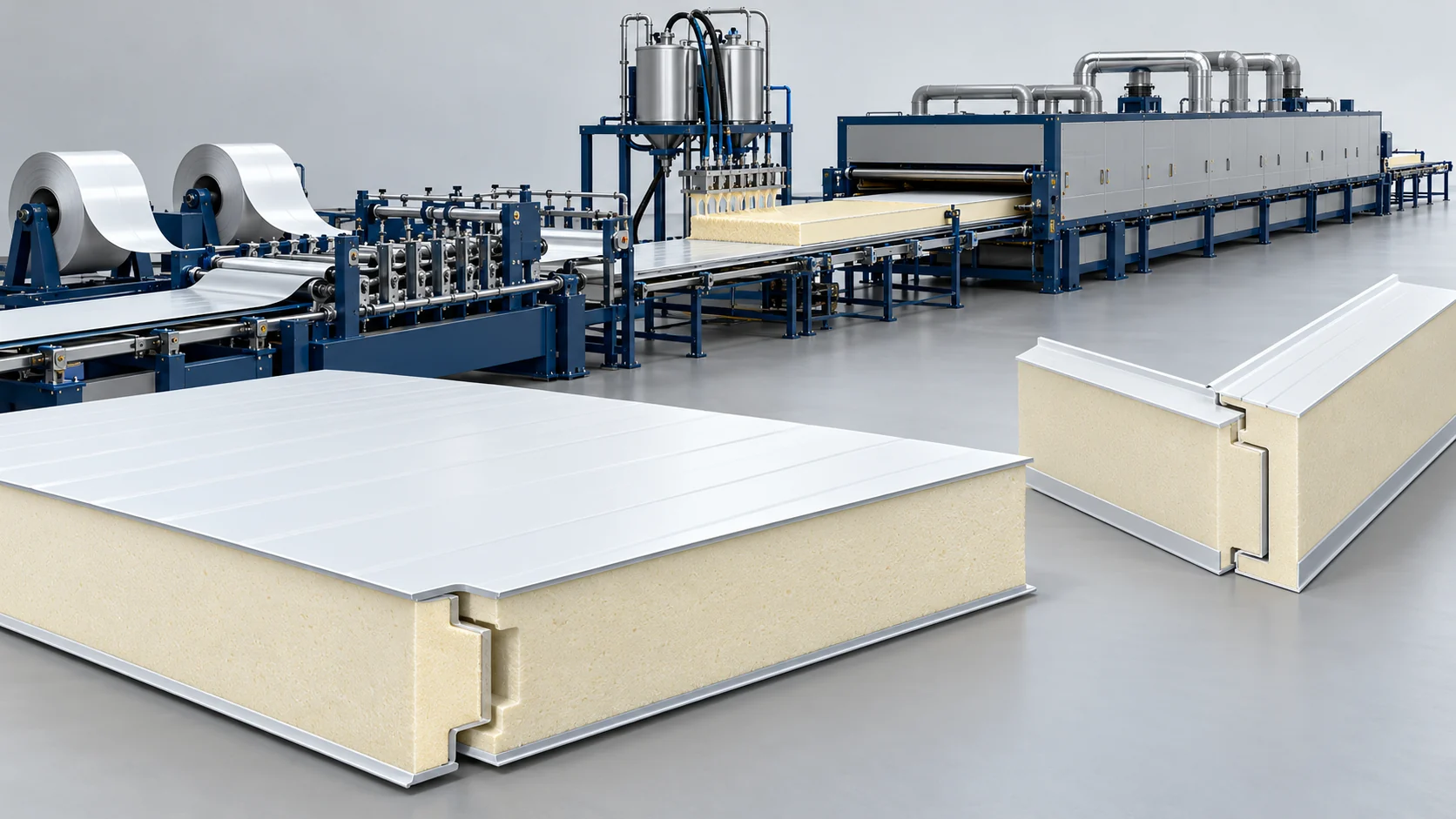 Cold Storage PU and PIR Sandwich Panel Production Solution Banner background