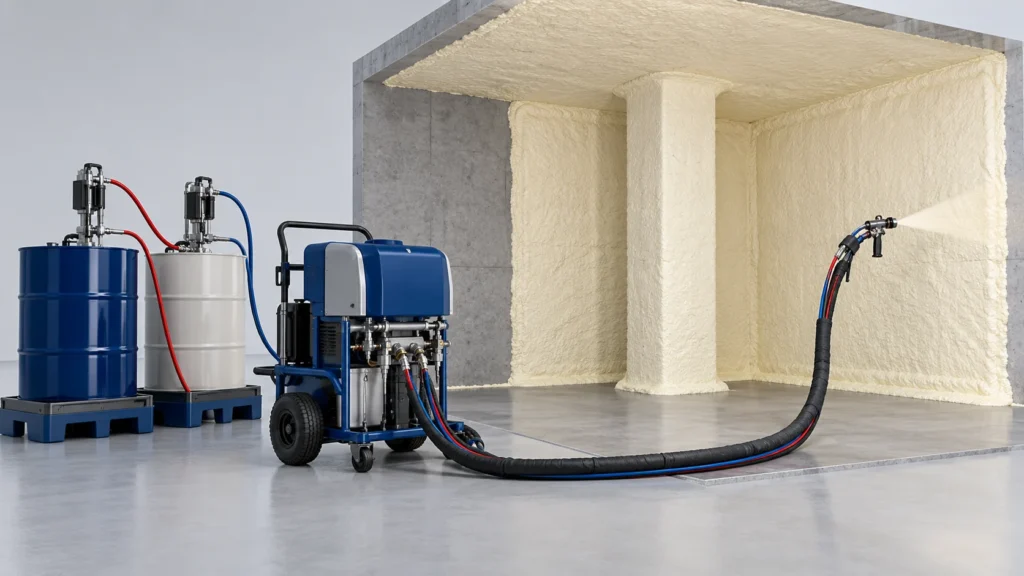 Concept illustration of commercial Cold Room In-Situ PU Line in Morocco
