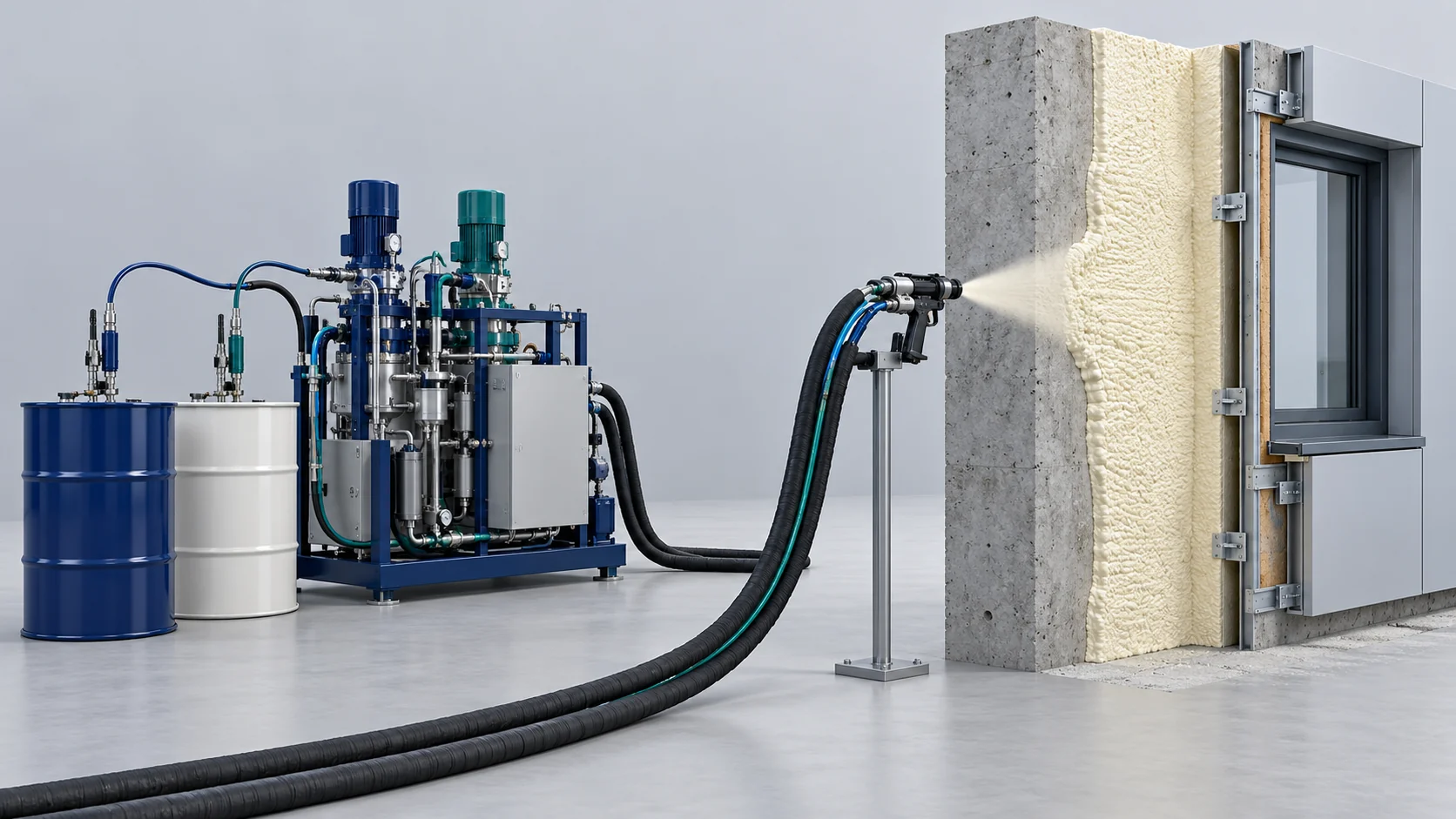 Commercial Exterior Wall PU Insulation Project in Brazil