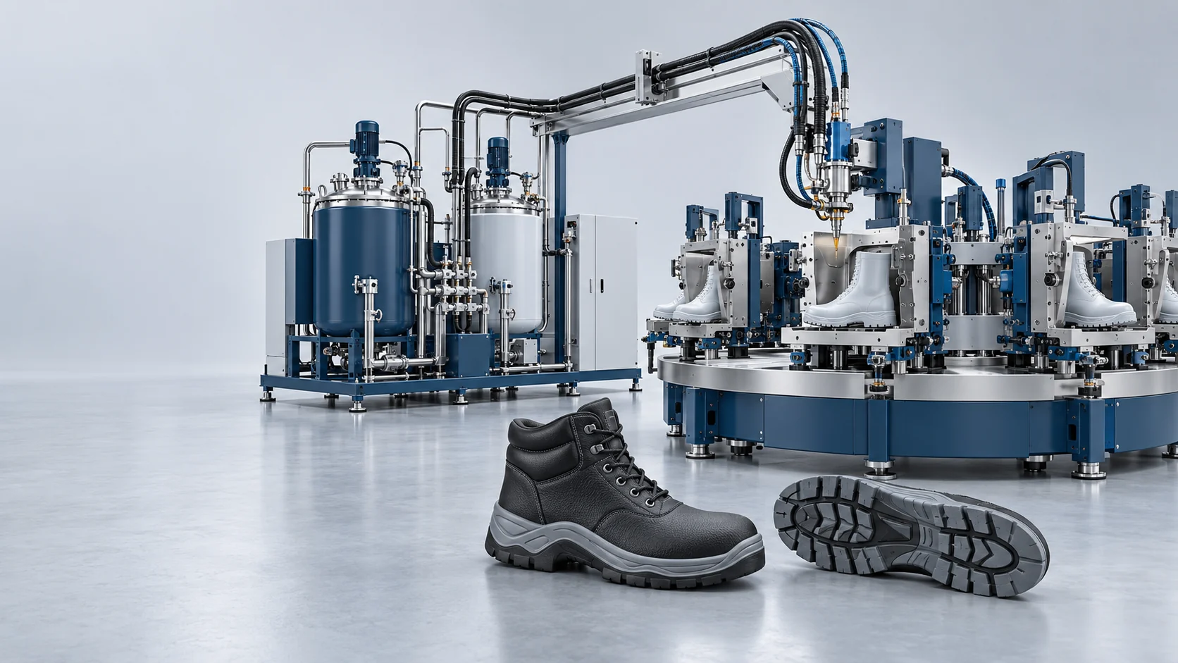 PU Safety Shoe Production Solution Banner background