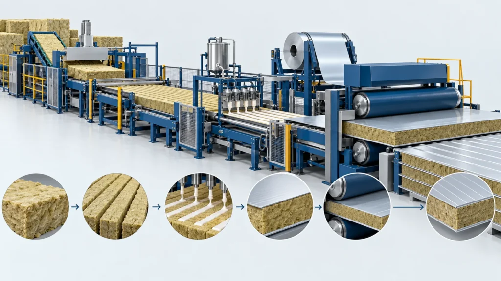 Continuous Rock Wool Sandwich Panel Line | Insulation Panels