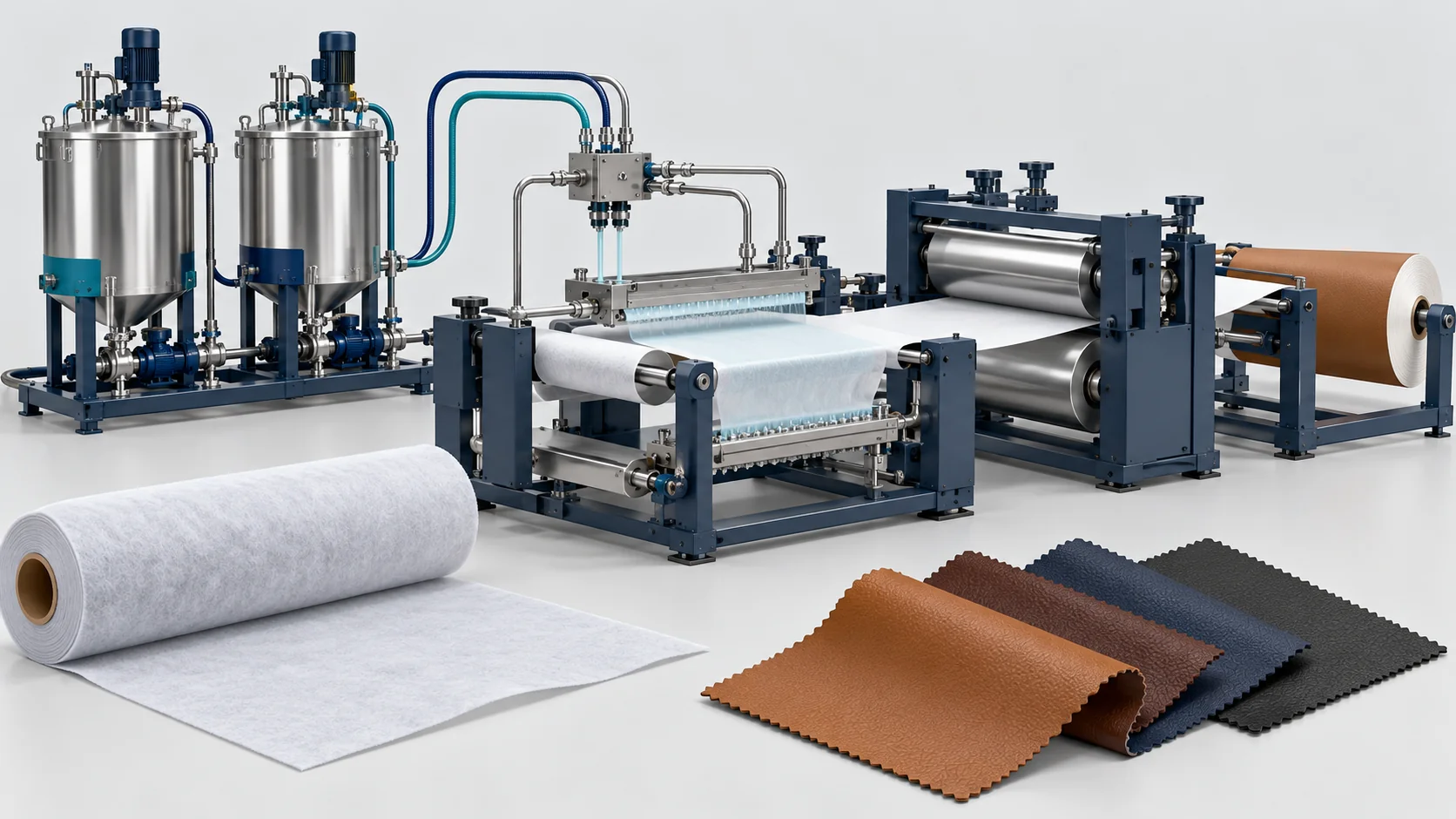Concept illustration of Solvent-Free PU Impregnation Line for Microfiber Leather