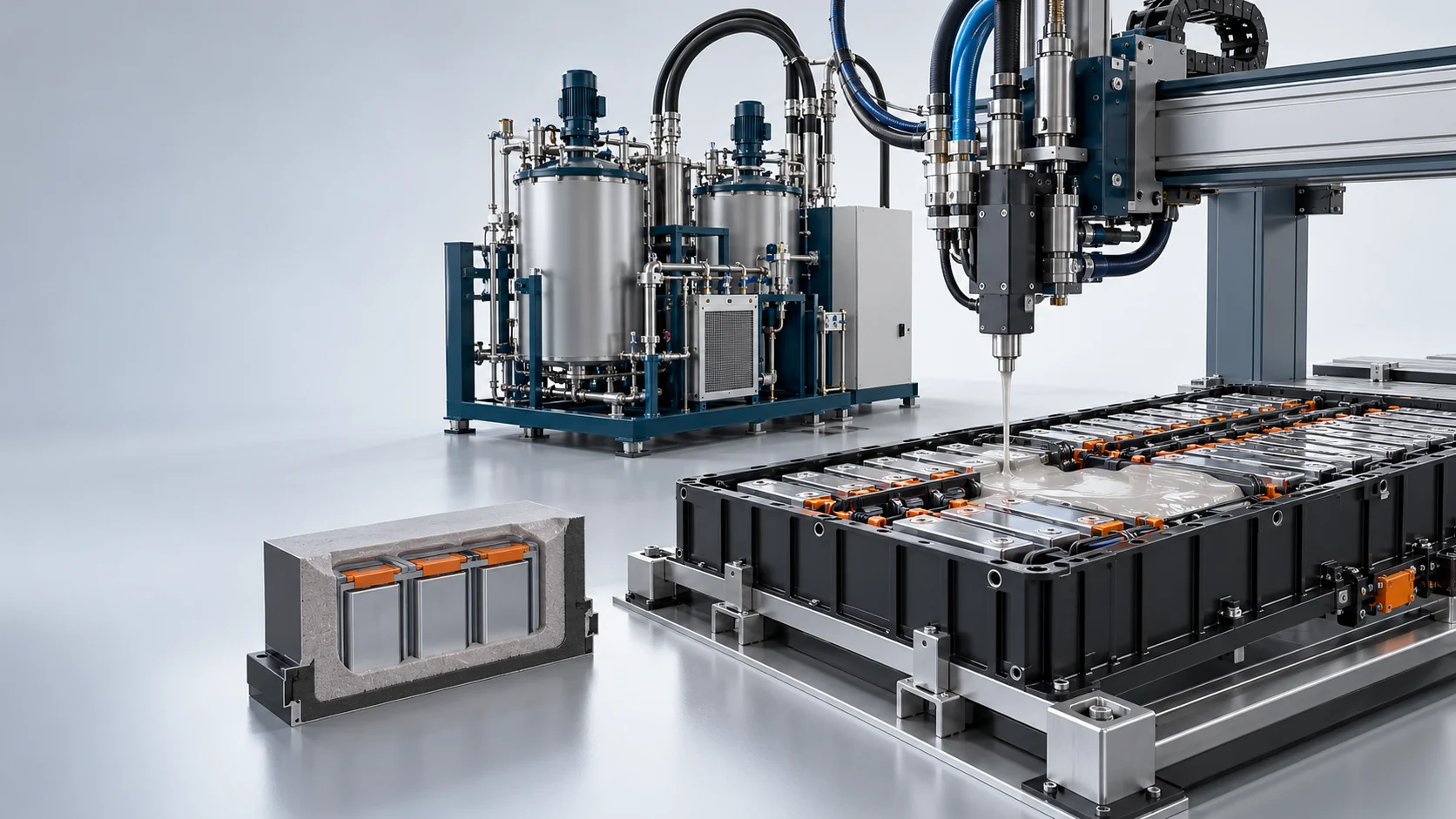 EV Battery Cell PU Potting Solution Banner background