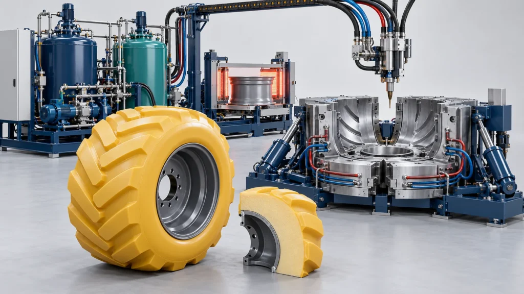 Concept illustration of farm Trailer Heavy-Duty PU Wheel Line in Brazil