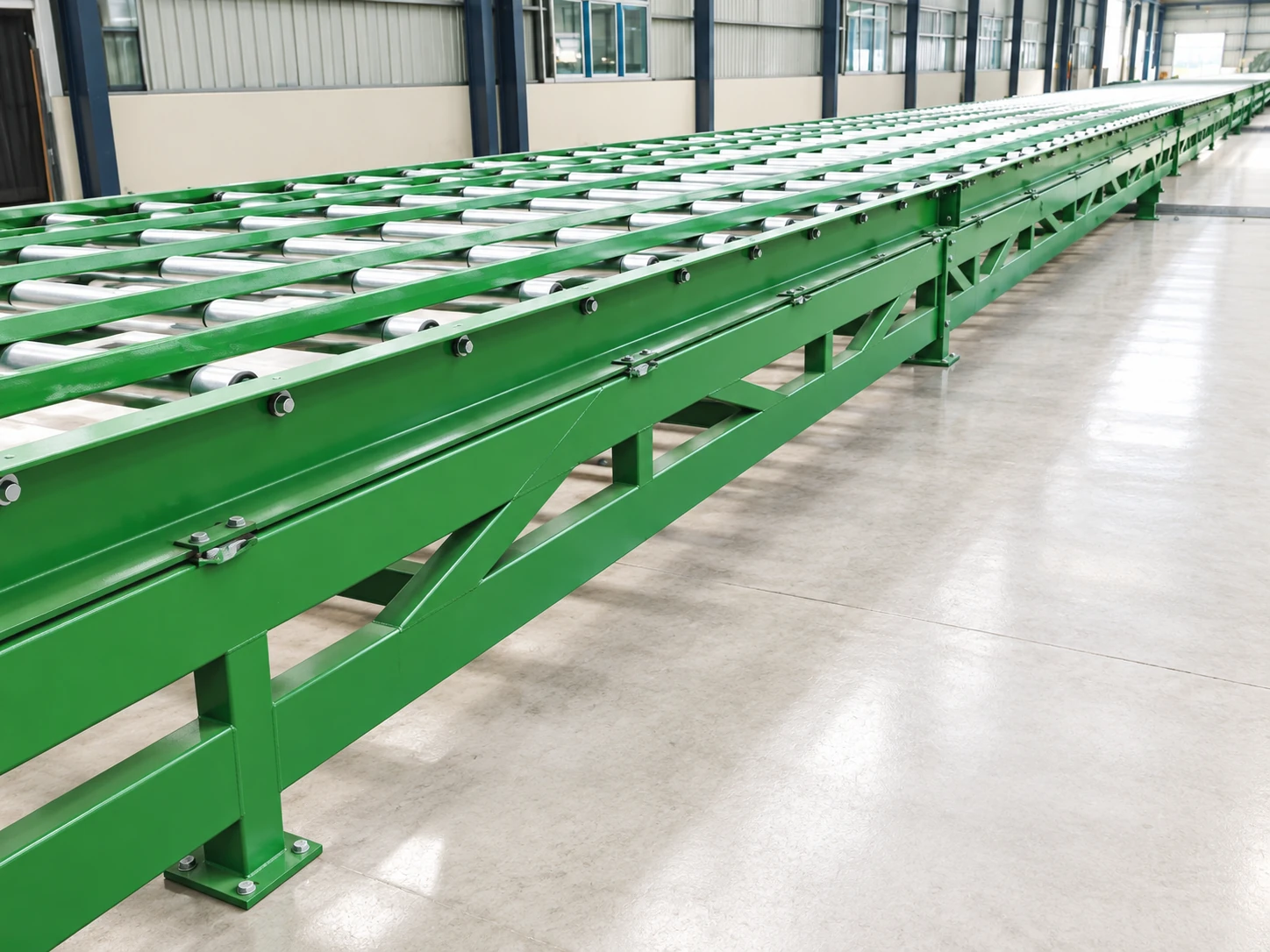 Green roller conveyor modules for lateral foam block transfer