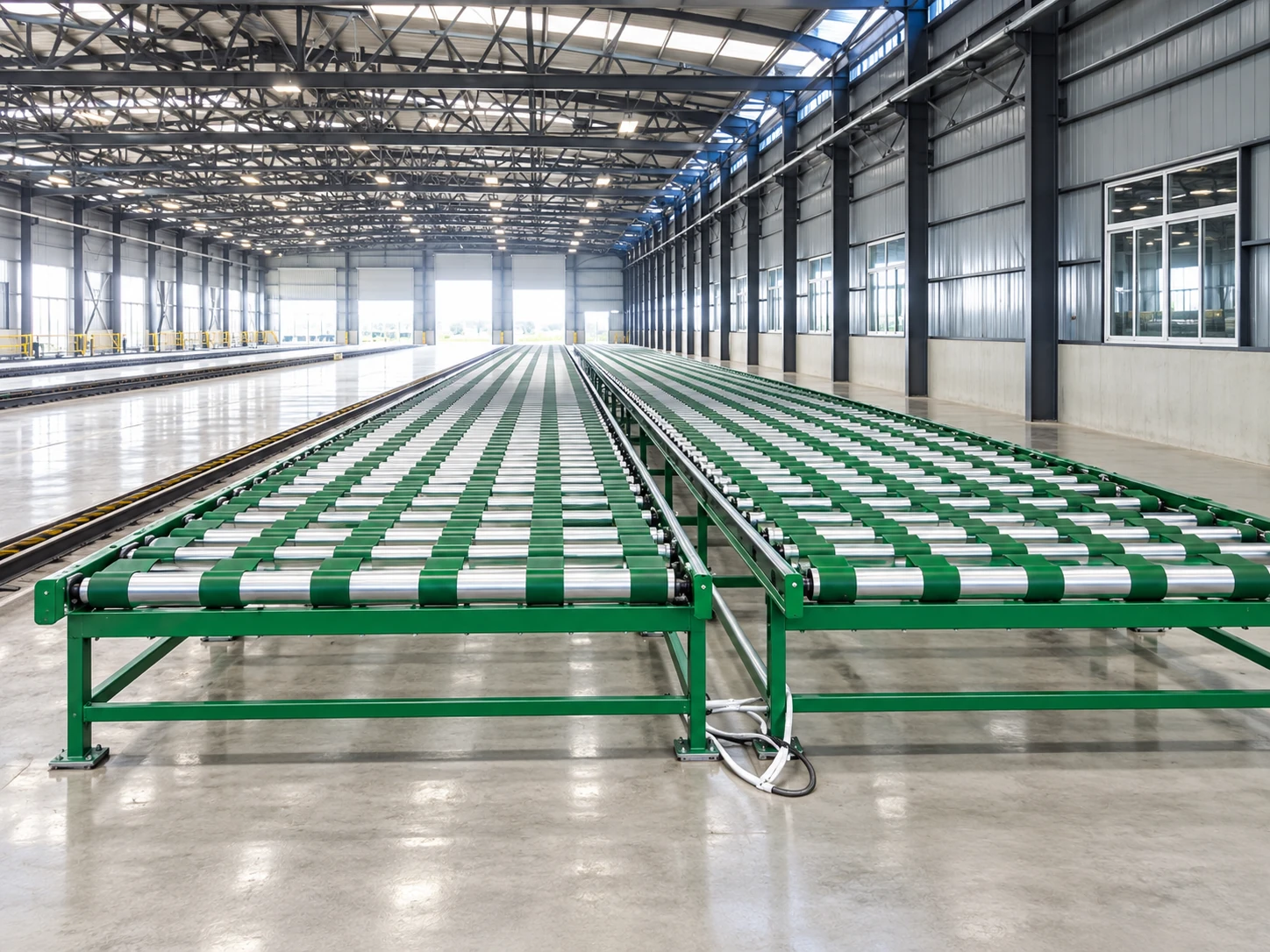 Wide roller-bed storage arrangement for rectangular foam blocks
