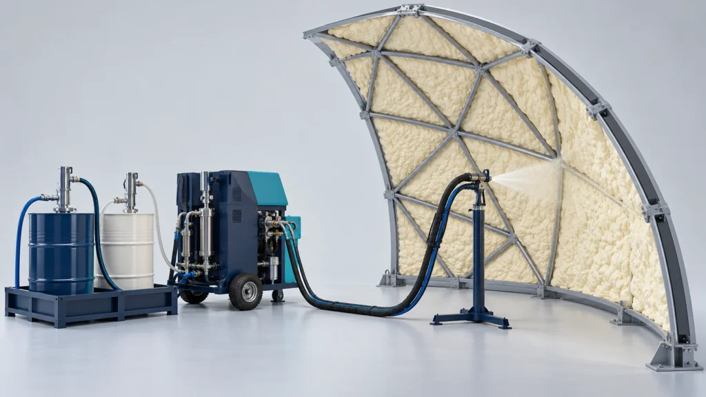 Concept illustration of geodesic Dome Complex PU Insulation in Saudi