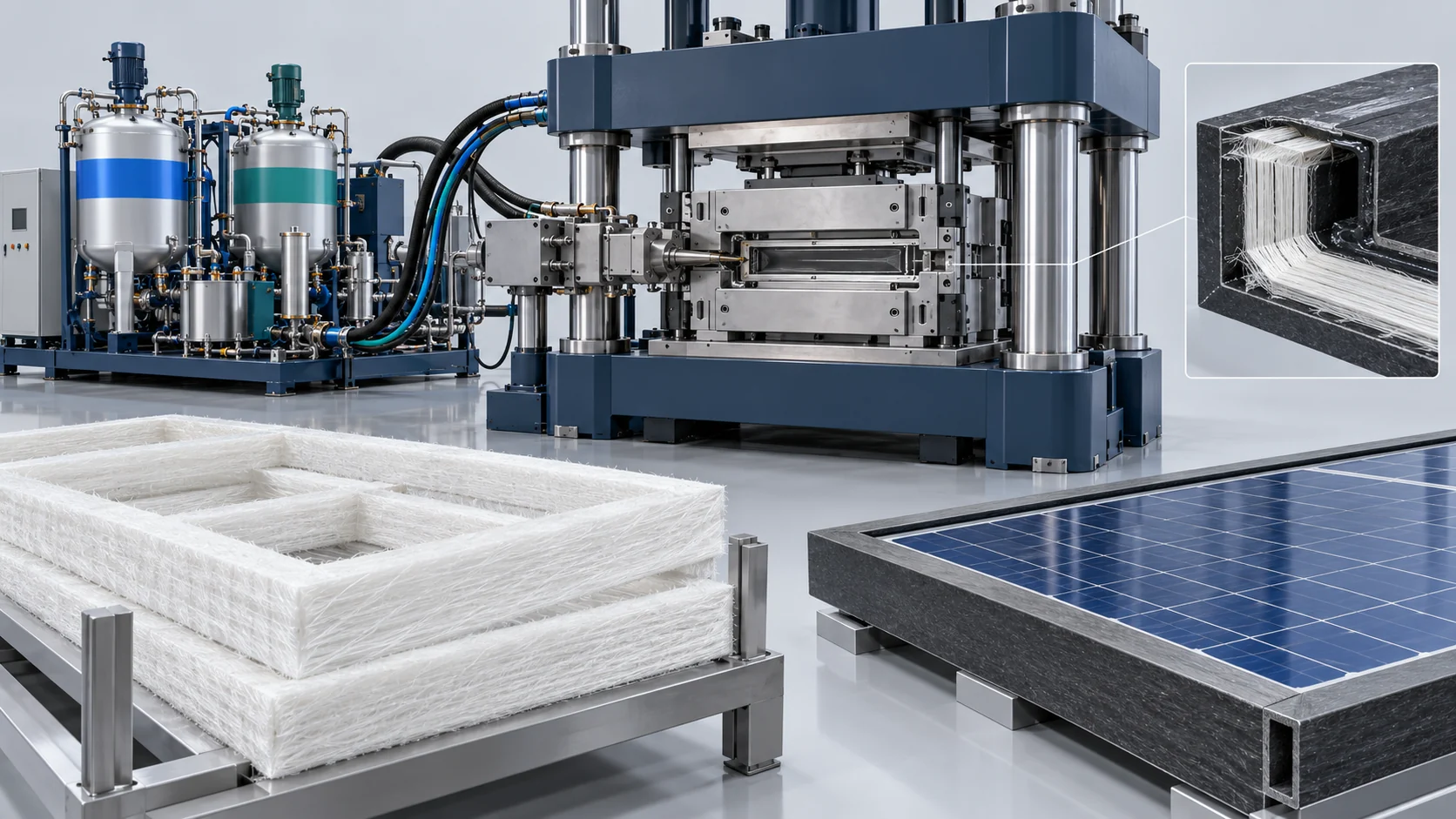 Glass-Fiber-Reinforced PV Frame Closed-Mold Injection Solution Banner background