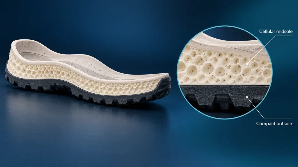 How Dual-Density Polyurethane Soles Are Made on a Production Line