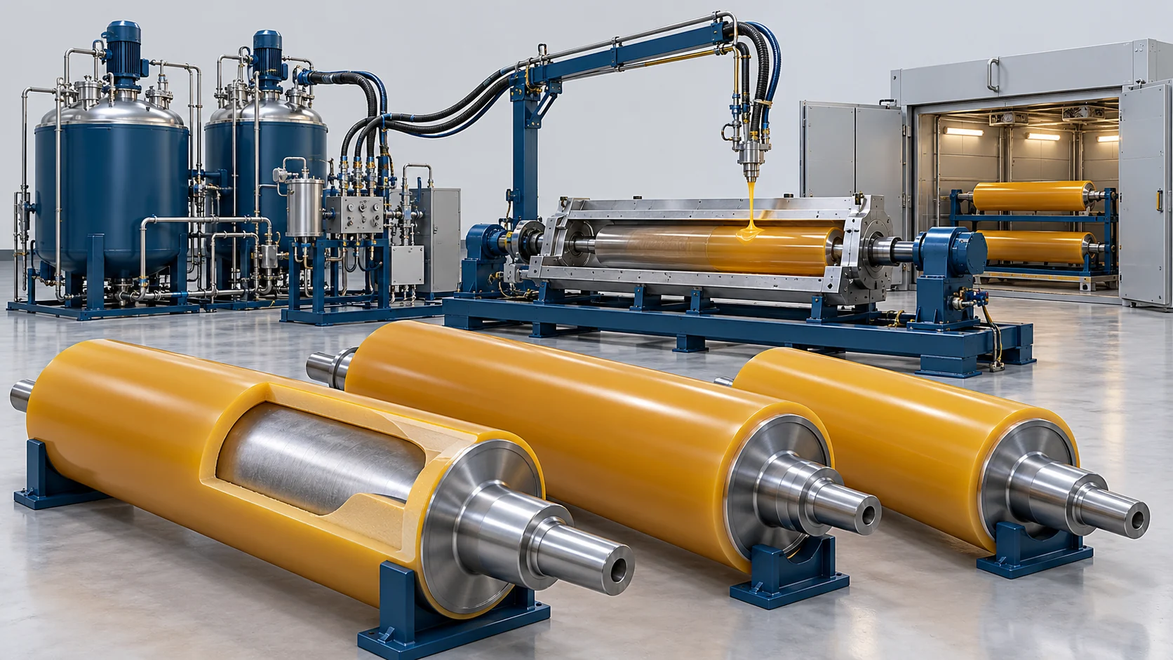 Industrial PU Roller Casting Solution Banner background