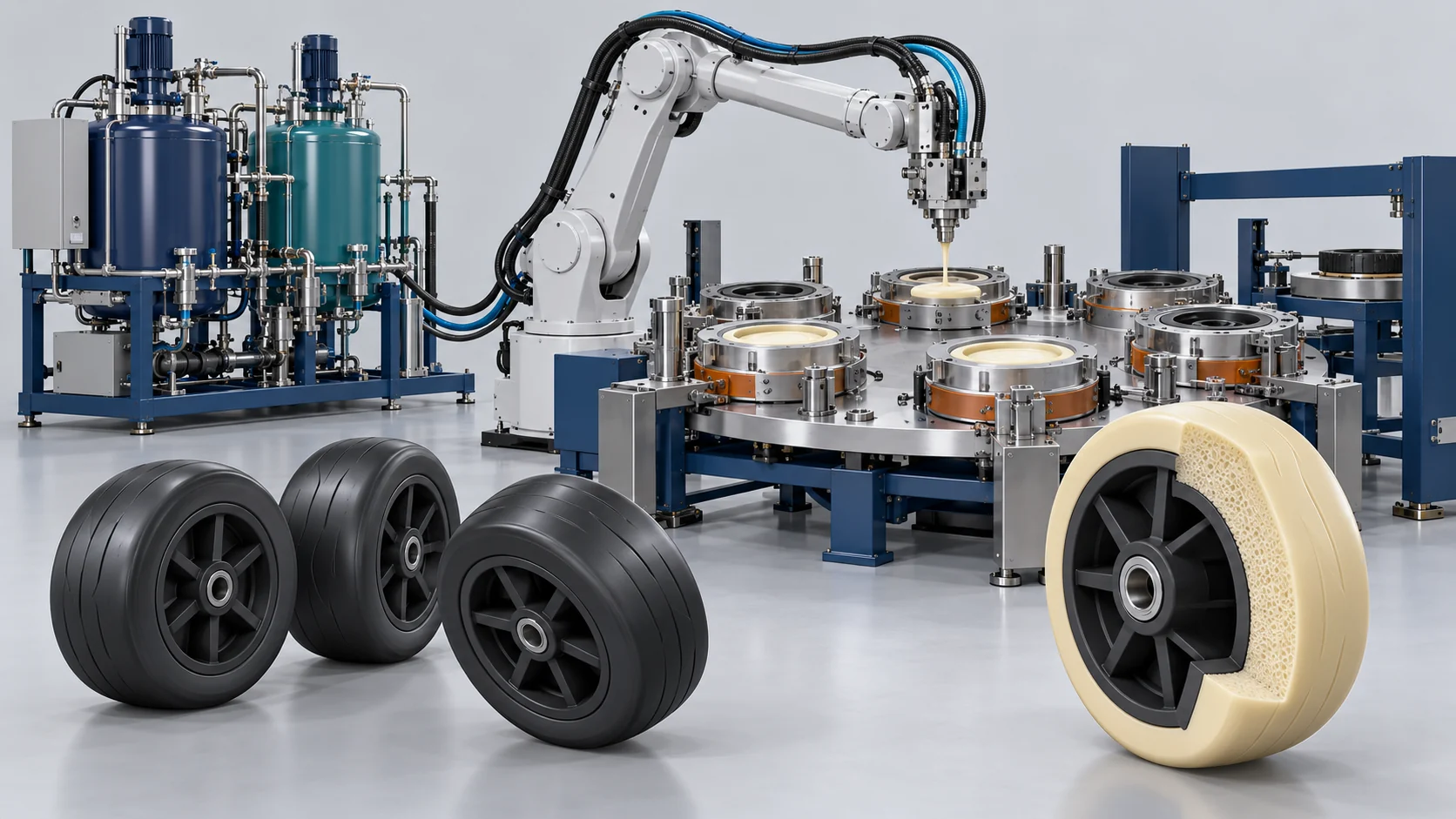 Lawn Tractor Solid PU Tire Line Project in United States