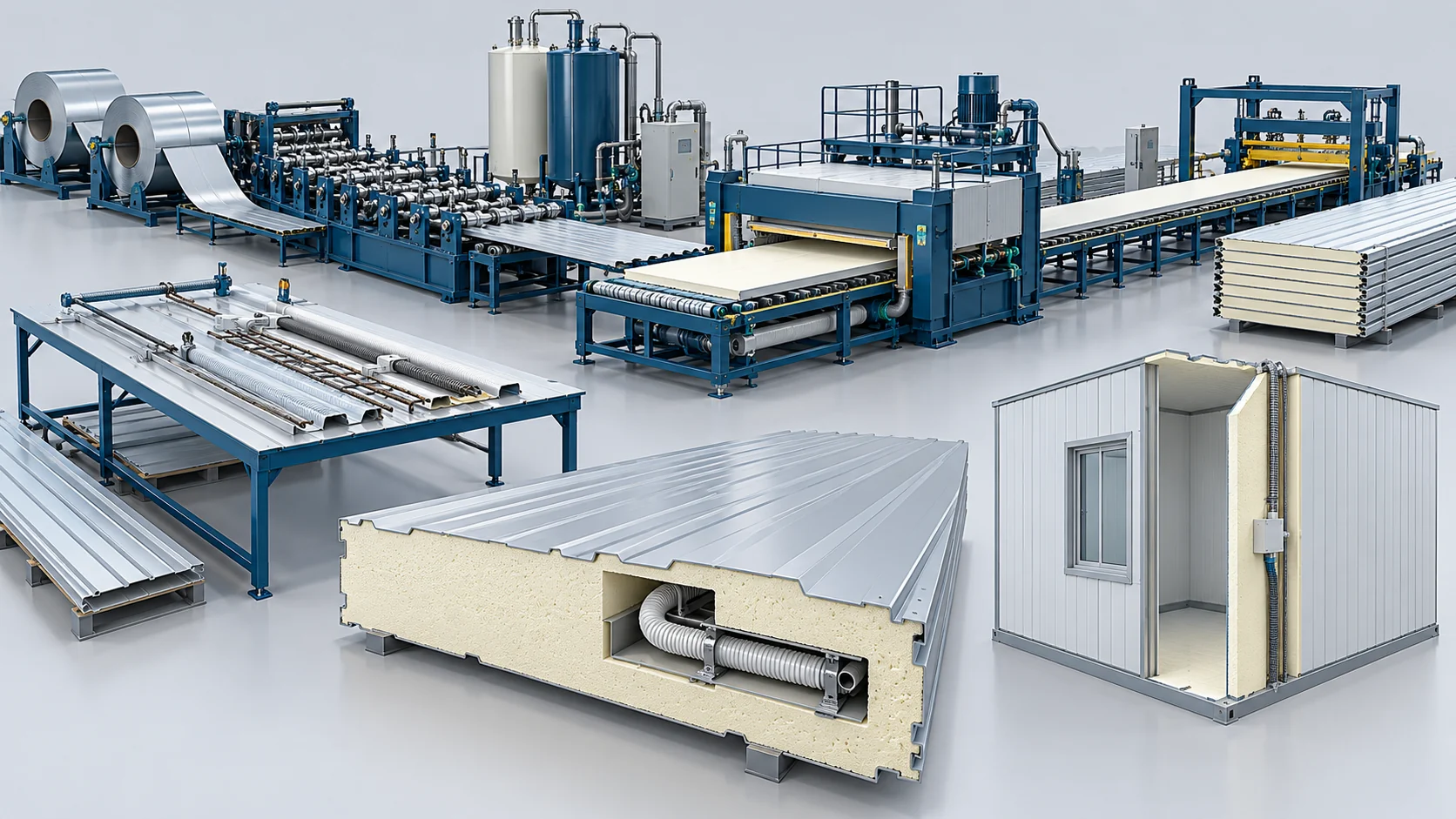 Modular Building Sandwich Panel Production Solution Banner background