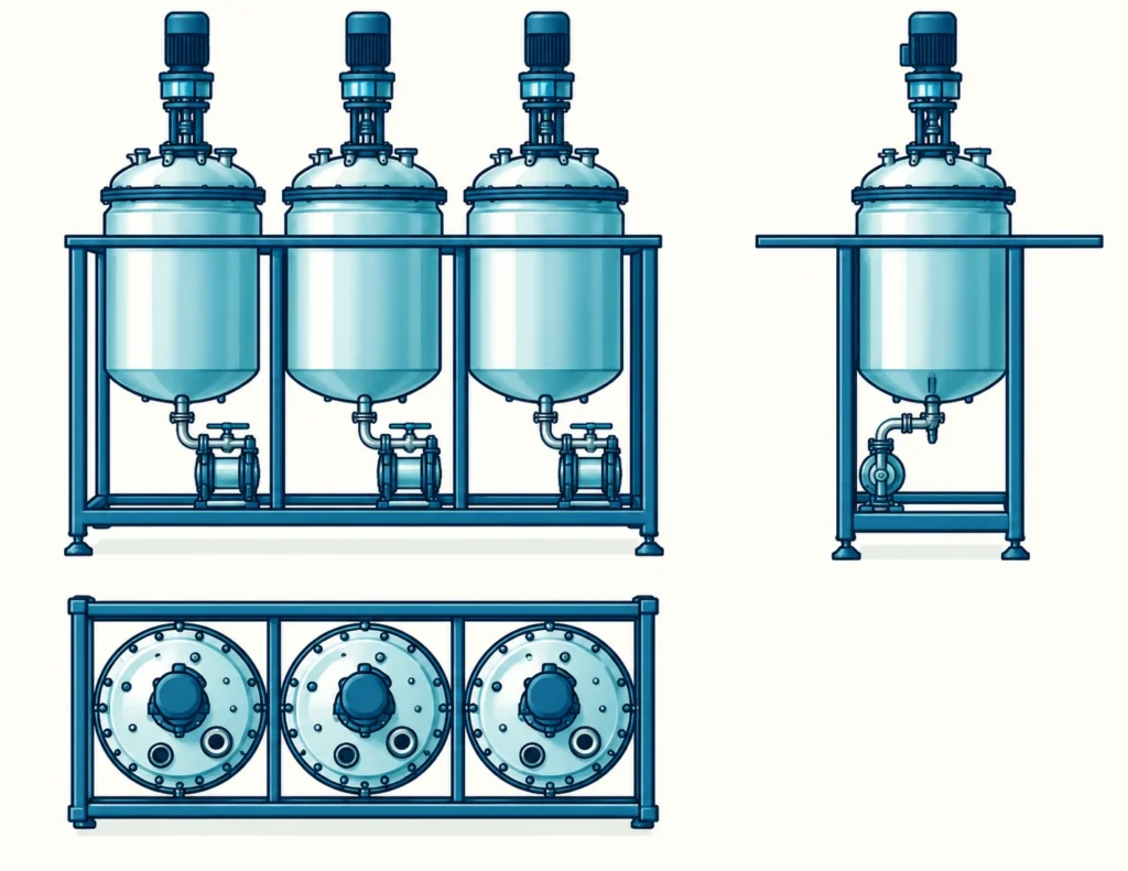 Conceptual color material preparation vessel arrangement