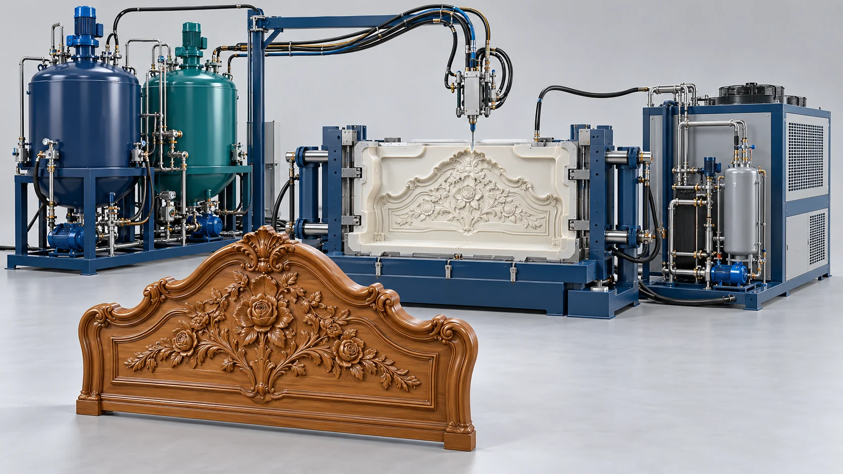 Rigid PU Imitation Wood Headboard Line Project in Saudi Arabia