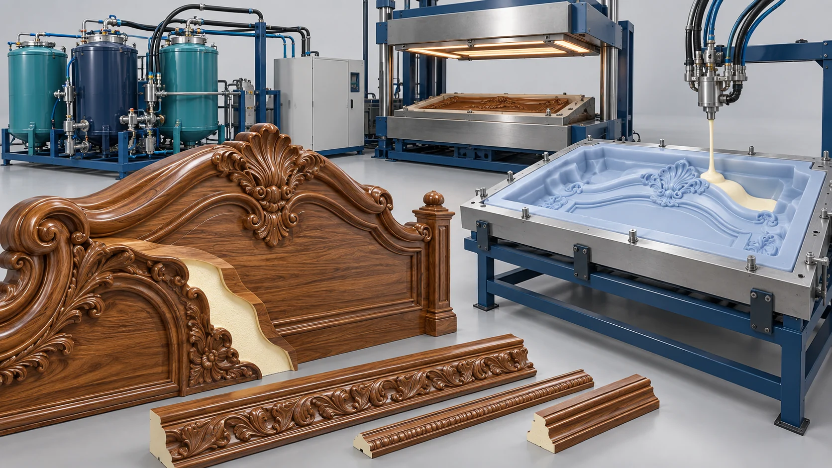 Rigid PU Imitation Wood Molding Solution Banner background