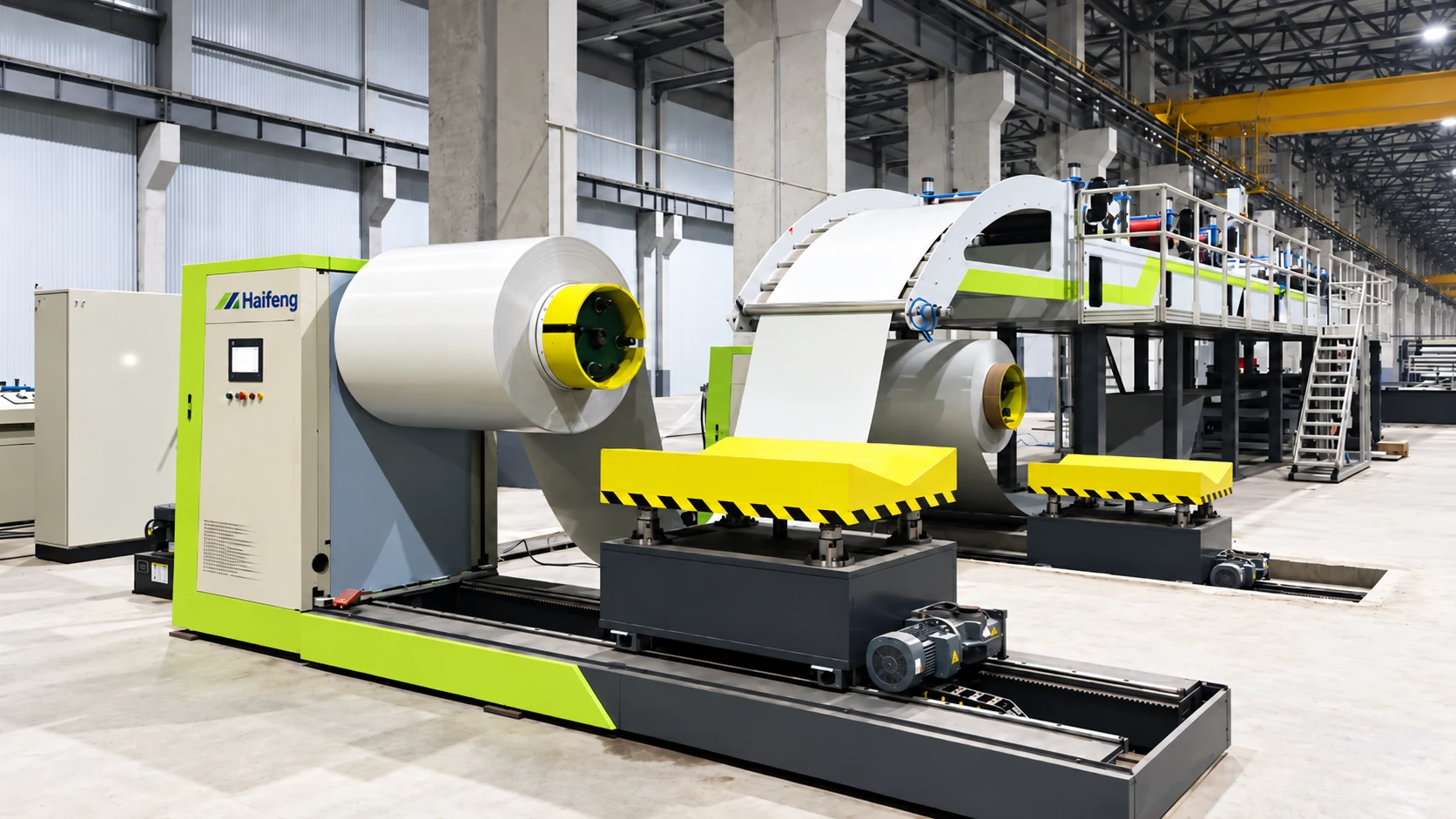 Sandwich panel production equipment illustration: coil decoiler