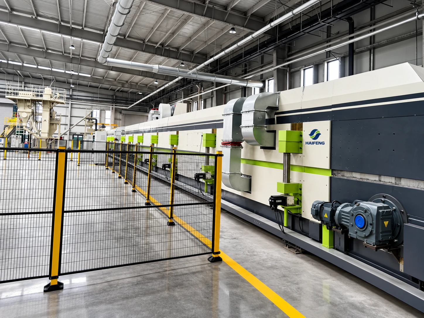 Sandwich panel production equipment illustration: production section drive unit