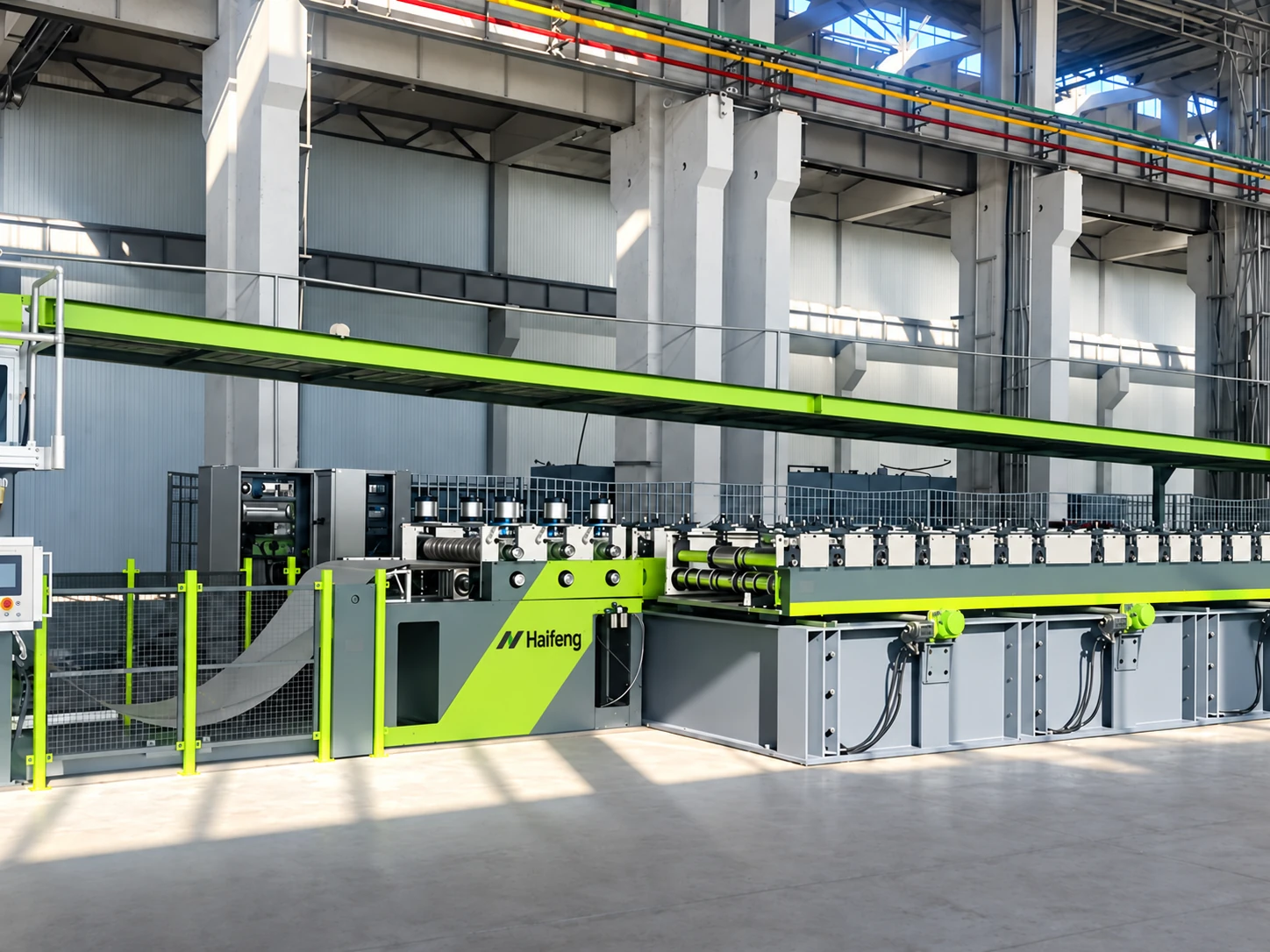 Sandwich panel production equipment illustration: roll forming section