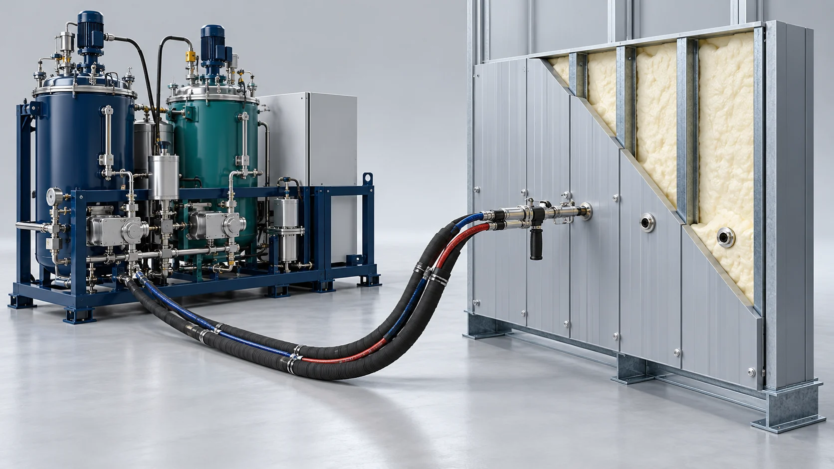 Steel Building Cavity PU Injection Line Project in China