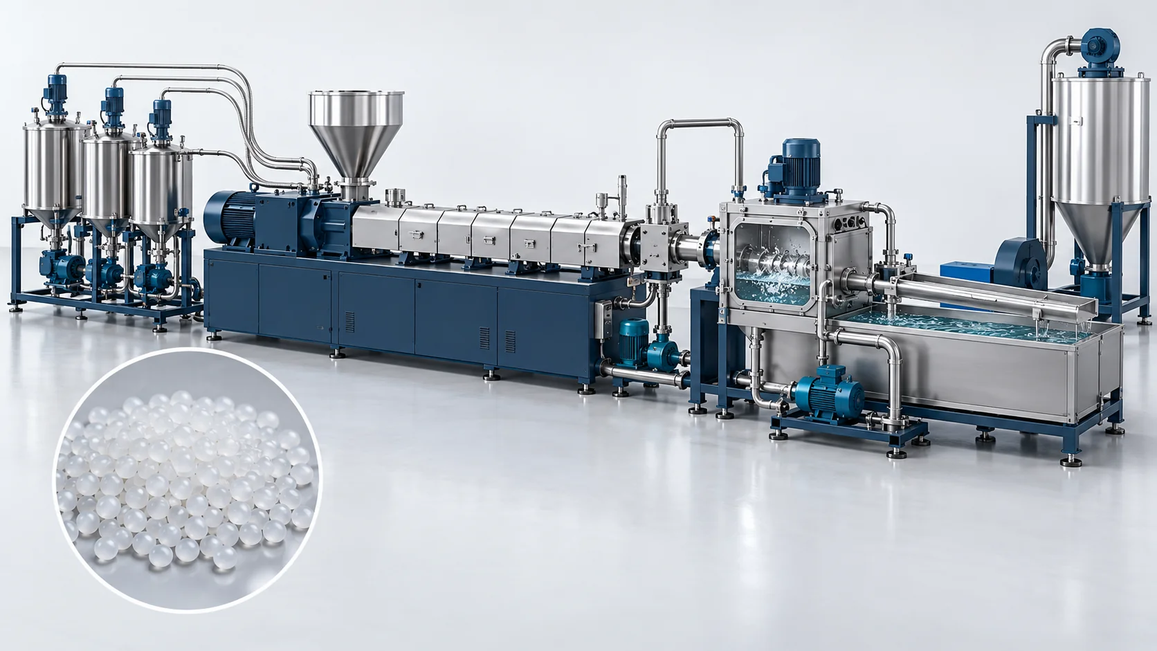 Concept illustration of TPU Micro-Pellet Extrusion Line for ETPU Precursors