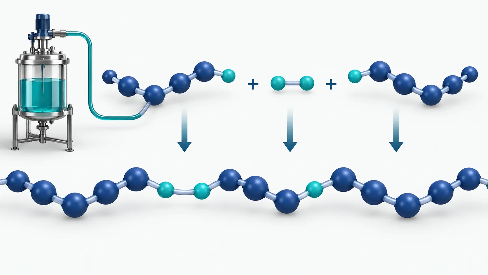 Concept illustration of short chain extenders joining larger polyurethane polymer segments