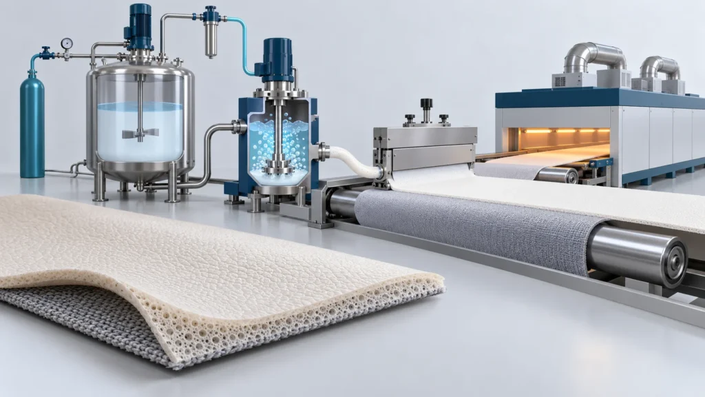 Concept illustration of Water-Borne Microfiber Leather Base Line