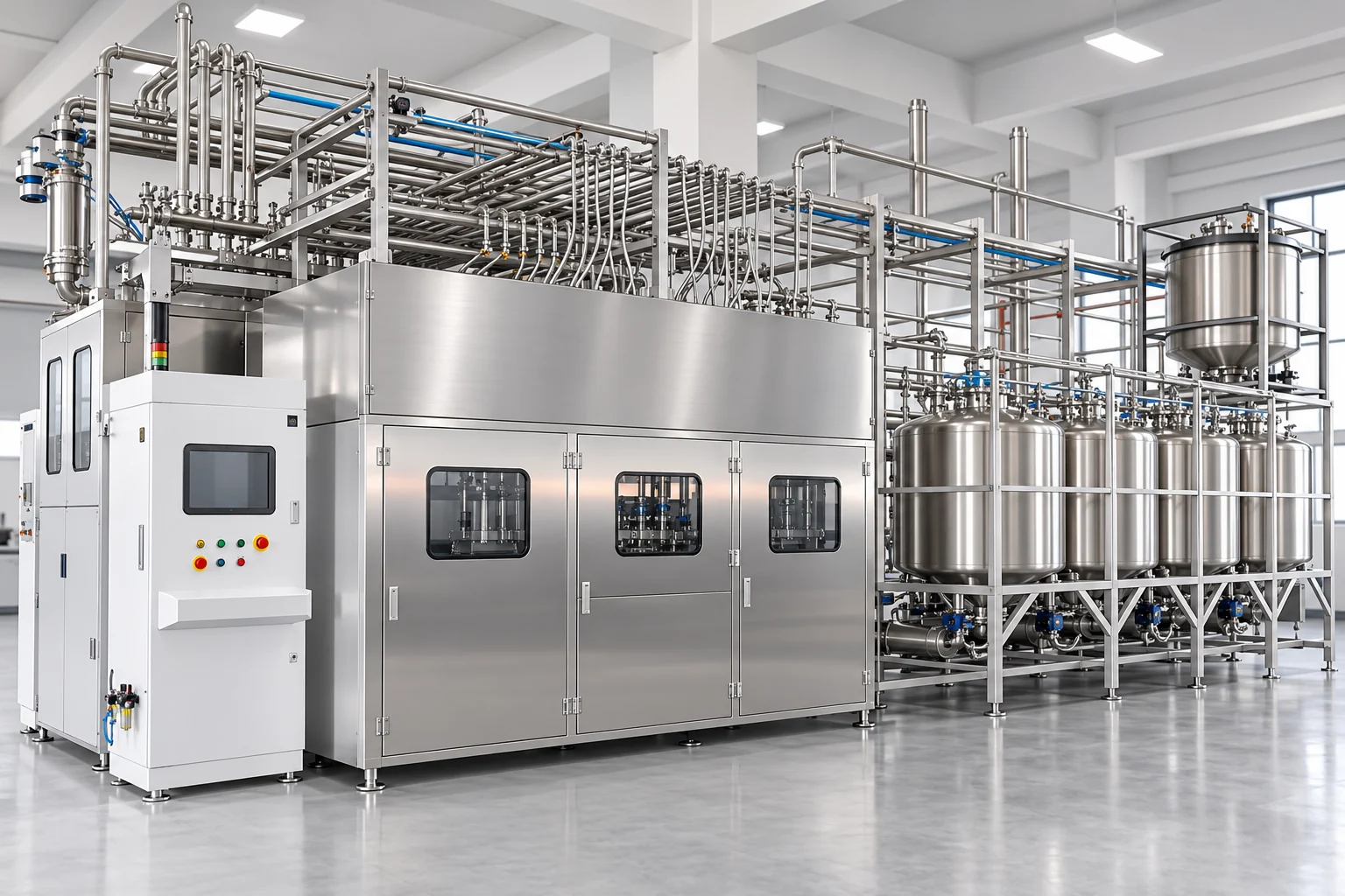 Concept illustration of multi-ingredient supply circuits and an enclosed sample batching unit.